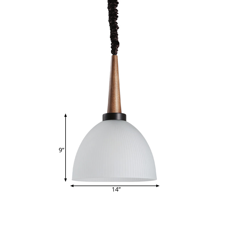 Lodge Dome Pendant Light Kit With White Glass Shade - Perfect For Dining Room Suspension Lighting