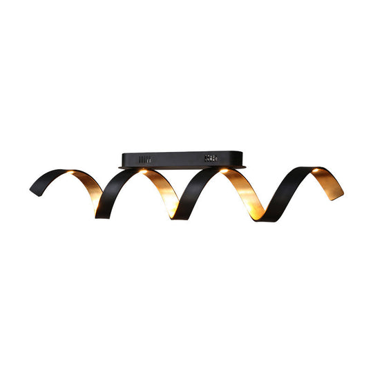 Black Twisted Acrylic Ceiling Lamp - Contemporary Flush Mount Light