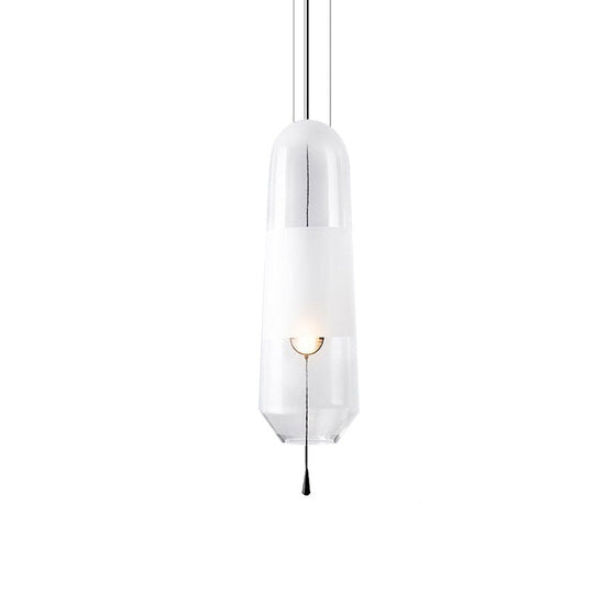 Elliptical Bedside Pendant Light With Cognac/Smoke/Clear Glass - Simple Ceiling Suspension Lamp