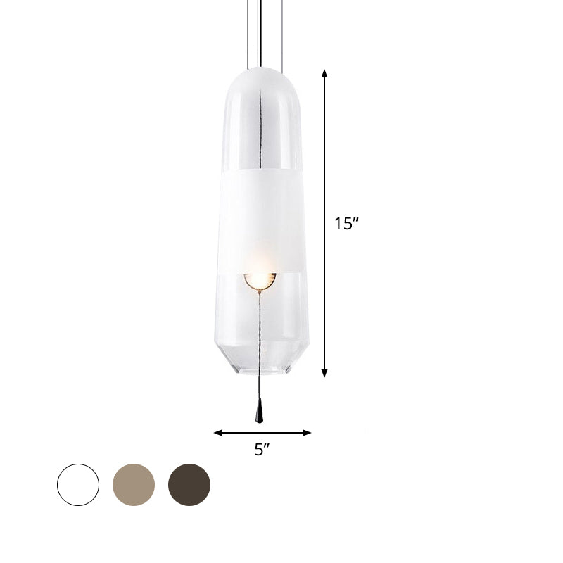 Sarah - Ellipse Ellipse Bedside Pendant Lighting Cognac/Smoke/Clear Glass 1-Light Simple Ceiling Suspension Lamp with Pull Chain