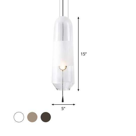 Sarah - Ellipse Ellipse Bedside Pendant Lighting Cognac/Smoke/Clear Glass 1-Light Simple Ceiling Suspension Lamp with Pull Chain