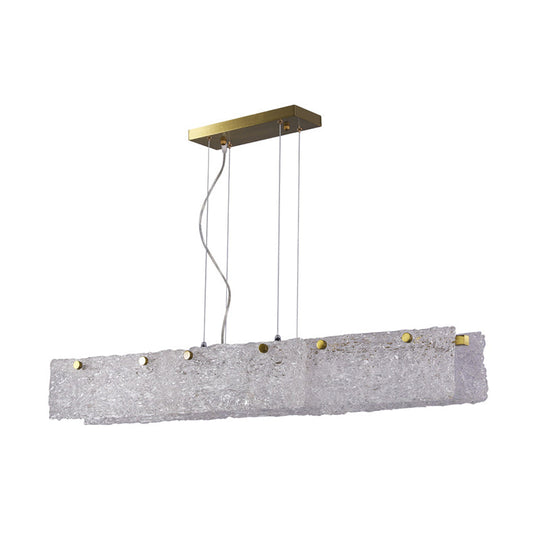 Modern 9-Light Island Pendant In Gold With Transparent Crackle Glass