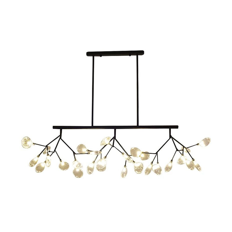 Modernist Clear Glass Dining Table Ceiling Pendant - Firefly Hanging Island Light In Black/Gold