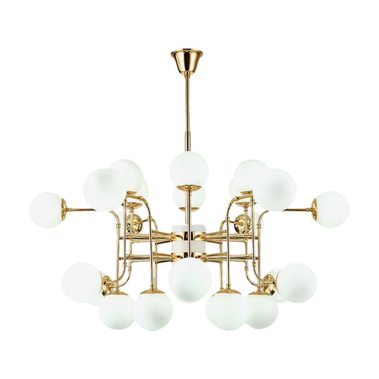 Contemporary Gold Chandelier With Opal Glass Shades - 12/16/24 Lights