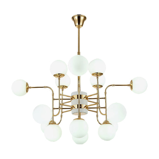 Contemporary Gold Chandelier With Opal Glass Shades - 12/16/24 Lights