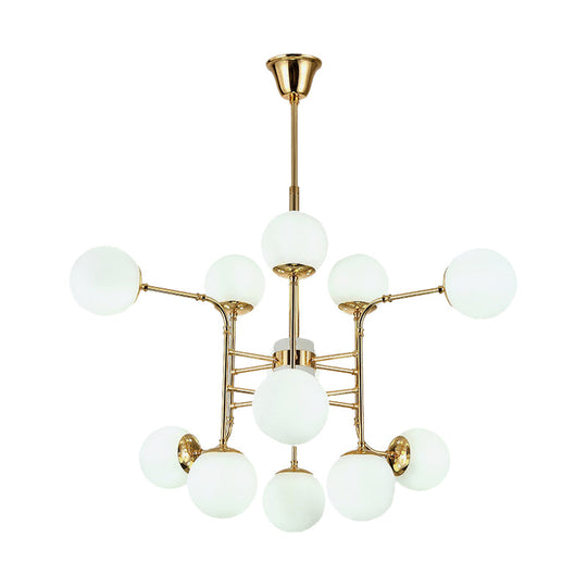 Contemporary Gold Chandelier With Opal Glass Shades - 12/16/24 Lights