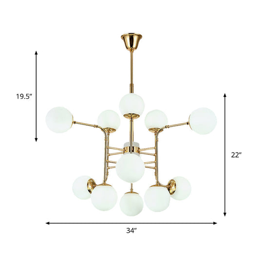 Contemporary Gold Chandelier With Opal Glass Shades - 12/16/24 Lights