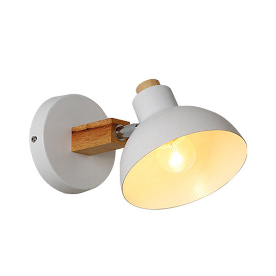 Minimalist Domed Wall Lamp - Metallic Sconce Fixture In White