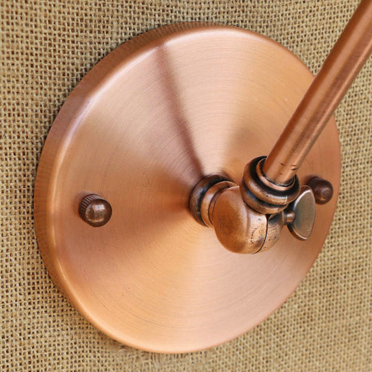 Vintage Saucer Wall Sconce - Stylish Swing Arm Light In Brass/Copper