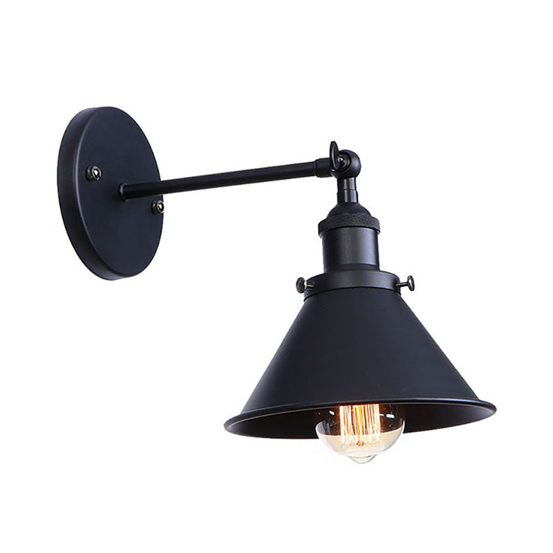 Industrial Flared Sconce Light With Black/Brass Finish Perfect For Bedroom Walls - 7/8.5 Width