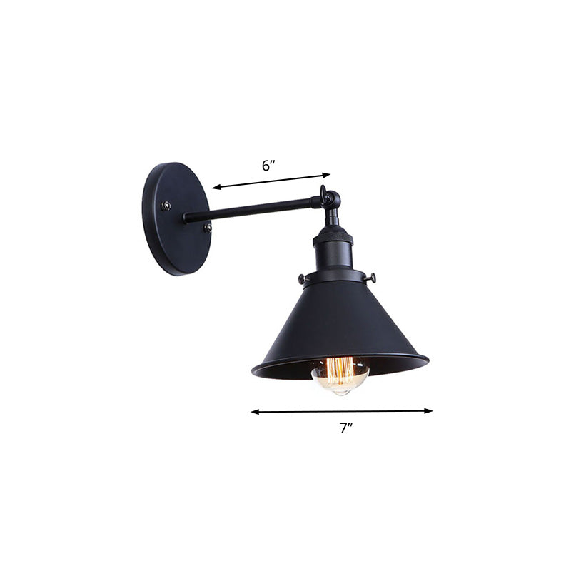 Industrial Flared Sconce Light With Black/Brass Finish Perfect For Bedroom Walls - 7/8.5 Width