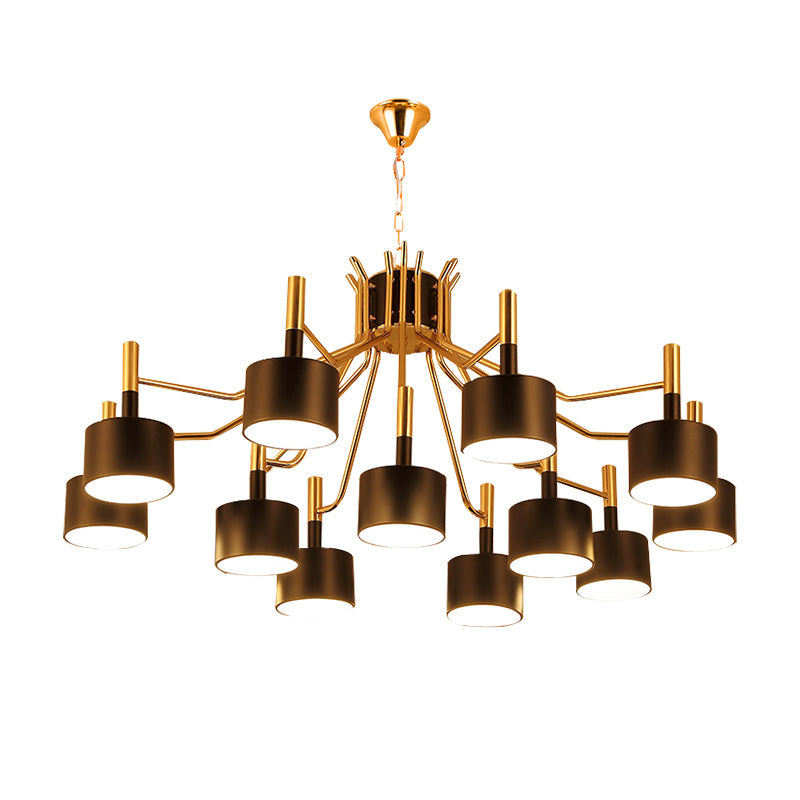 Modern Starburst Chandelier Light Metal Design With 12/15 Heads Black/White Ideal For Living Room