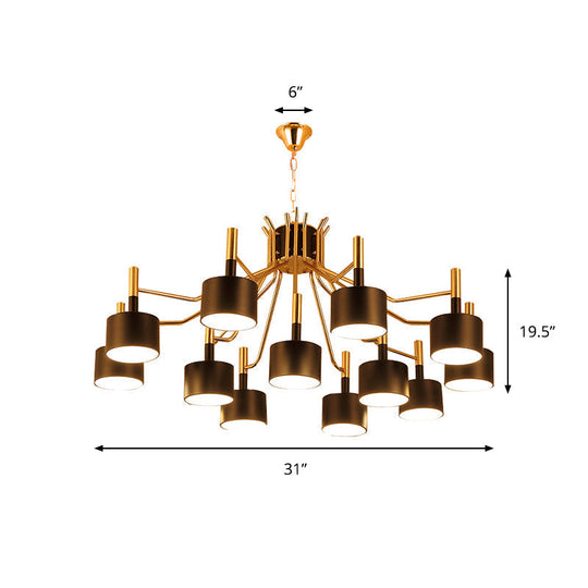 Modern Starburst Chandelier Light Metal Design With 12/15 Heads Black/White Ideal For Living Room