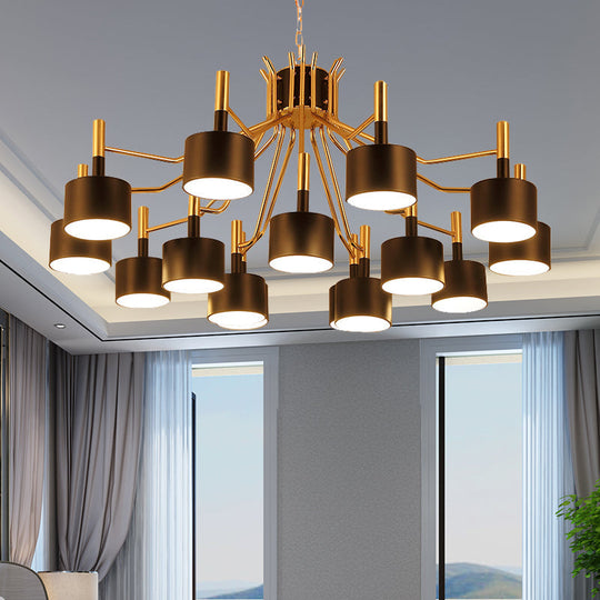 Modern Starburst Chandelier Light Metal Design With 12/15 Heads Black/White Ideal For Living Room