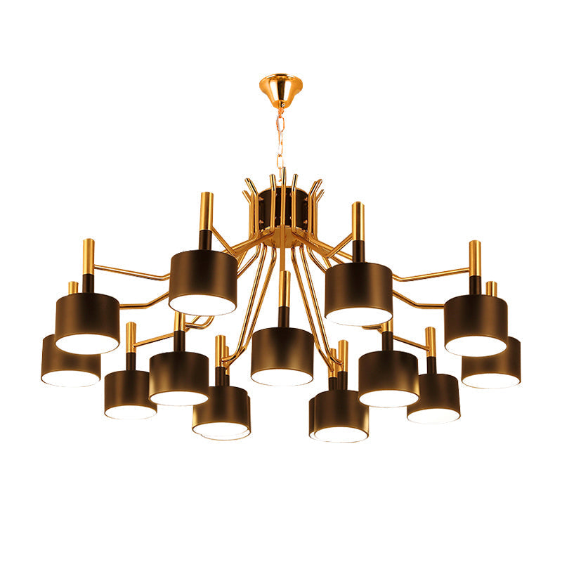 Modern Starburst Chandelier Light Metal Design With 12/15 Heads Black/White Ideal For Living Room