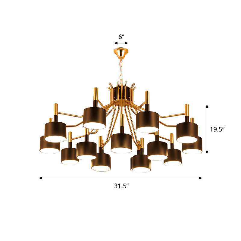 Modern Starburst Chandelier Light Metal Design With 12/15 Heads Black/White Ideal For Living Room