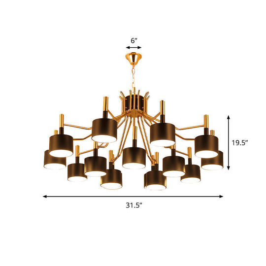 Modern Starburst Chandelier Light Metal Design With 12/15 Heads Black/White Ideal For Living Room