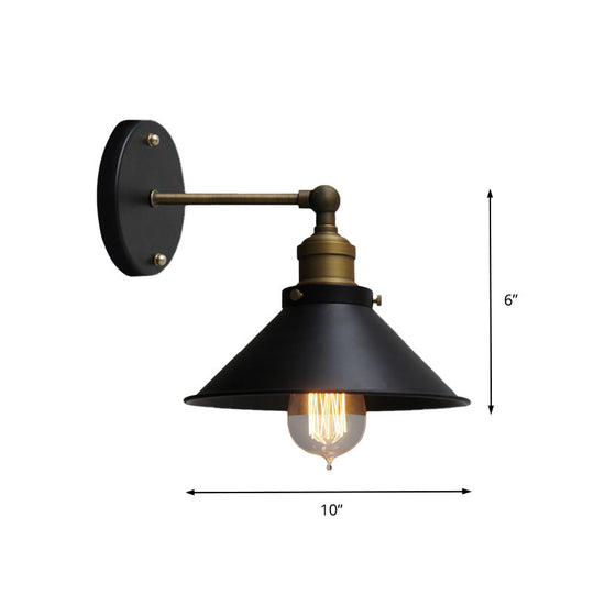 Rotatable Industrial Conical Sconce Wall Light In Antique Brass/Brass