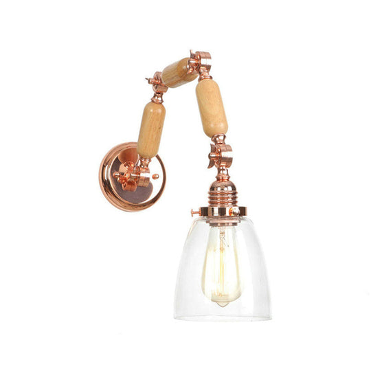 Rose Gold Antique Clear Glass Rotatable Arm Sconce Light - Elegant Tapered Lighting Fixture