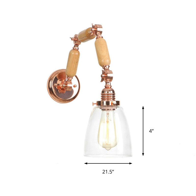 Rose Gold Antique Clear Glass Rotatable Arm Sconce Light - Elegant Tapered Lighting Fixture