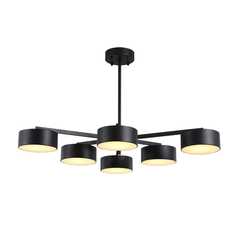 Post Modern Metal Drum Pendant Light - Black/Gold Chandelier For Living Room 3/5/6/10 Lights