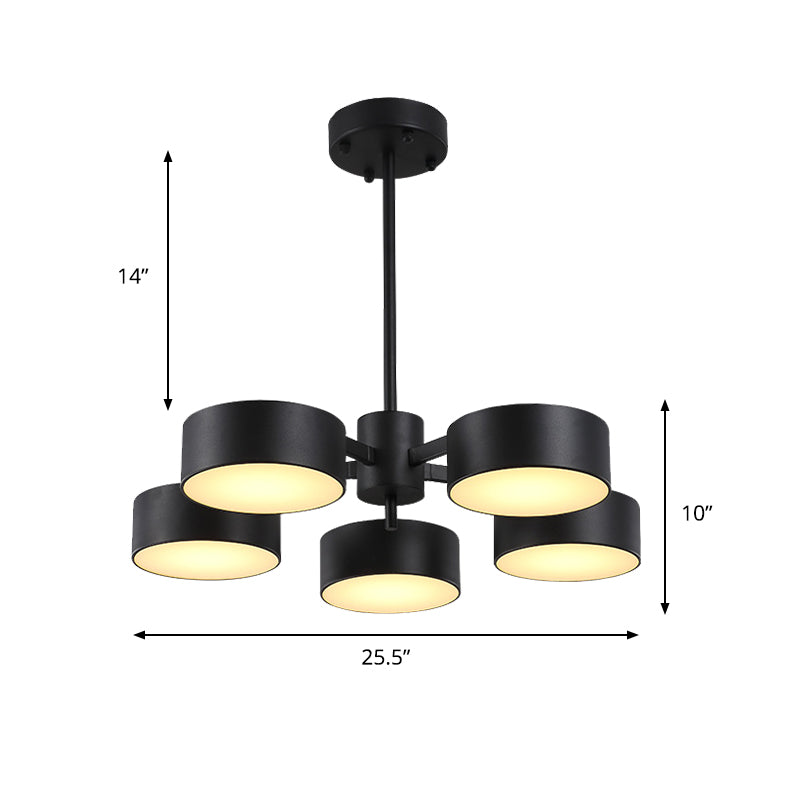 Post Modern Metal Drum Pendant Light - Black/Gold Chandelier For Living Room 3/5/6/10 Lights