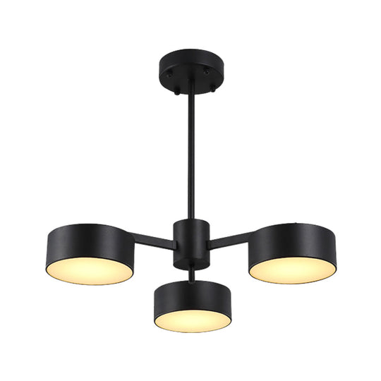 Post Modern Metal Drum Pendant Light - Black/Gold Chandelier For Living Room 3/5/6/10 Lights