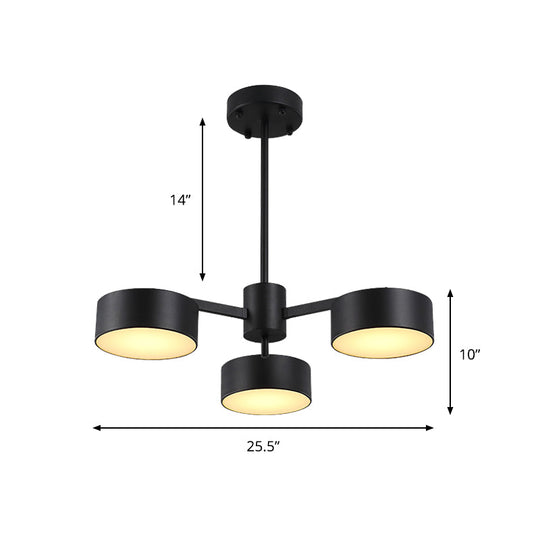 Post Modern Metal Drum Pendant Light - Black/Gold Chandelier For Living Room 3/5/6/10 Lights