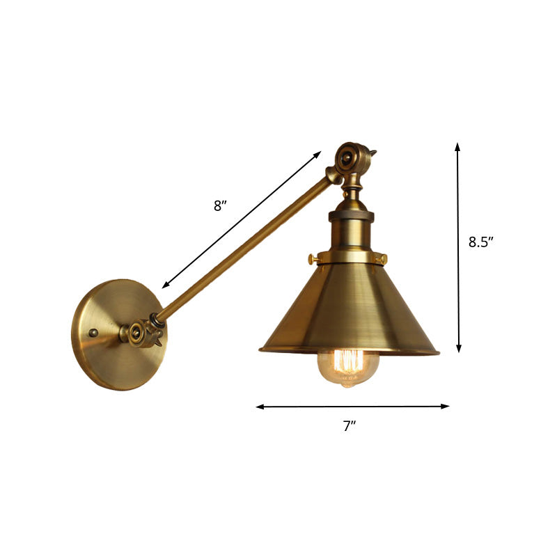 Vintage Brass/Bronze Wall Lamp: Metal Tapered Sconce Lighting For Bedroom Bedside