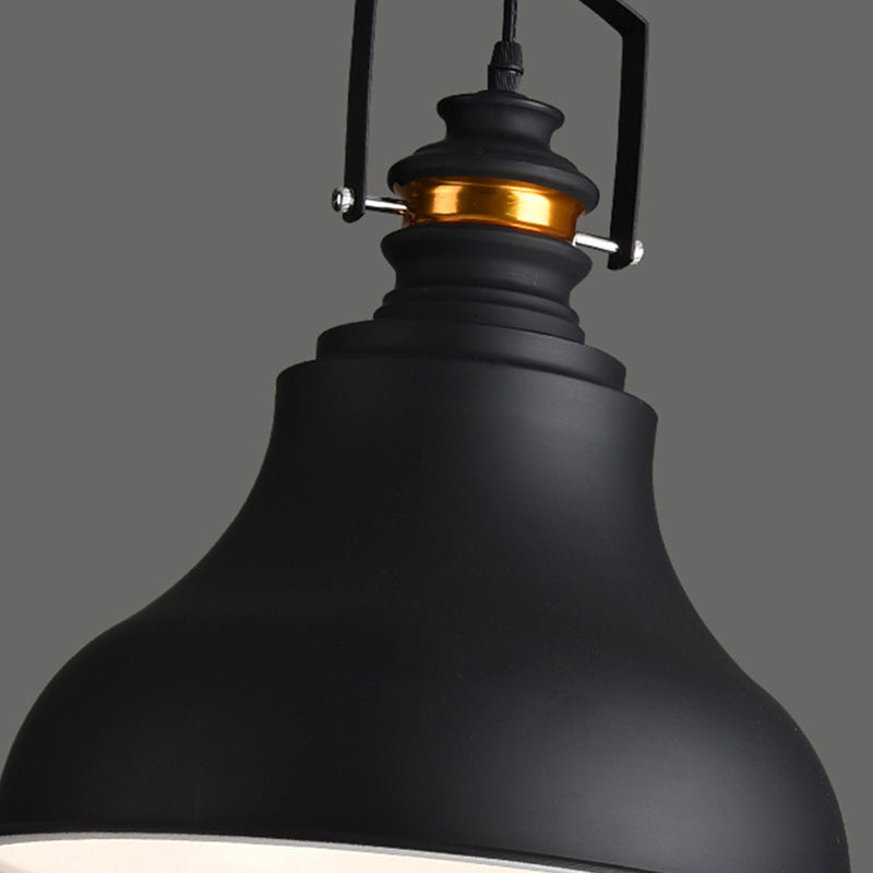 Metallic Industrial Style Barn Shade Pendant Ceiling Light with Handle in Black