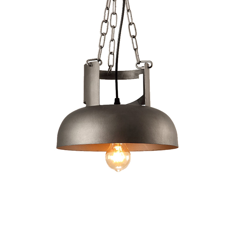 Pewter Farmhouse Style Metal Pendant Light - 1 Head Suspension Lighting for Restaurants