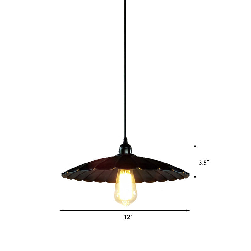 Scalloped Pendant Lamp - Antique Style 10/12 Dia 1 Head Metal Hanging Light Fixture For Kitchen