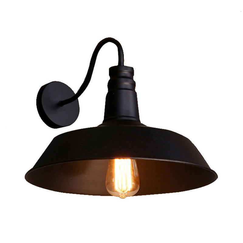 Industrial Metal Wall Lamp With Barn Shade And Mount - Black/White 10/14 Diameter