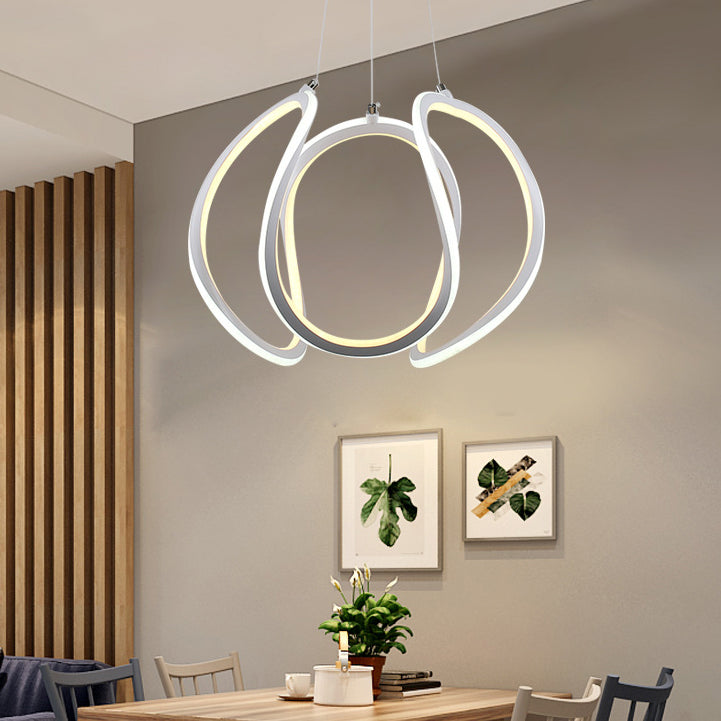 Led Dining Room Ceiling Pendant - Minimalist Acrylic Chandelier With Warm/White Light