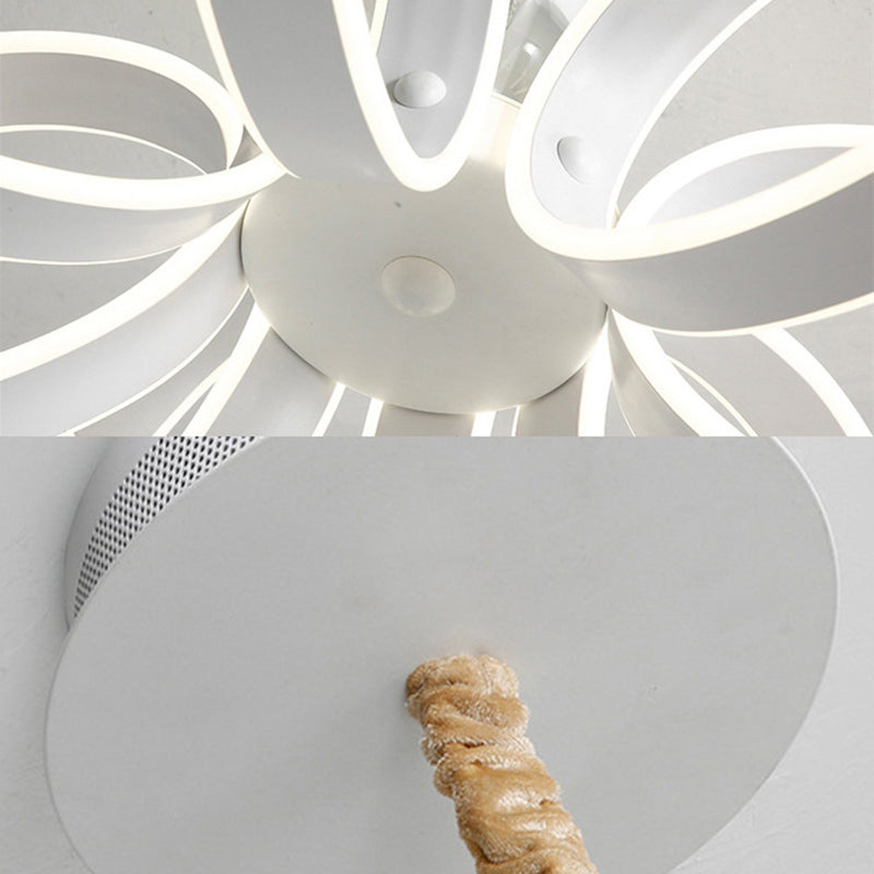 Simplicity Floral Pendant Light - Acrylic Led Chandelier For Living Room Ceiling Warm/White Lighting