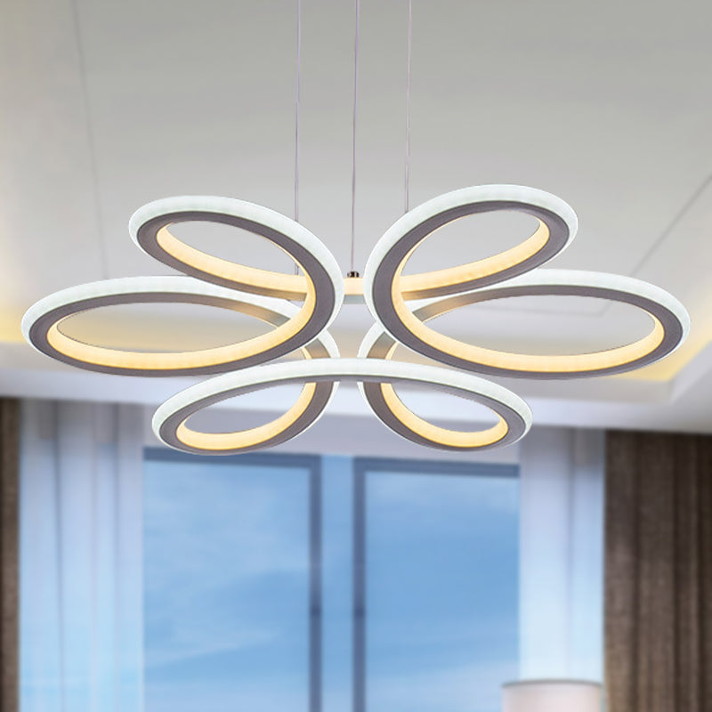 Contemporary Petals Led Chandelier Pendant For Dining Room - Warm/White Light White / B