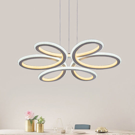 Contemporary Petals Led Chandelier Pendant For Dining Room - Warm/White Light