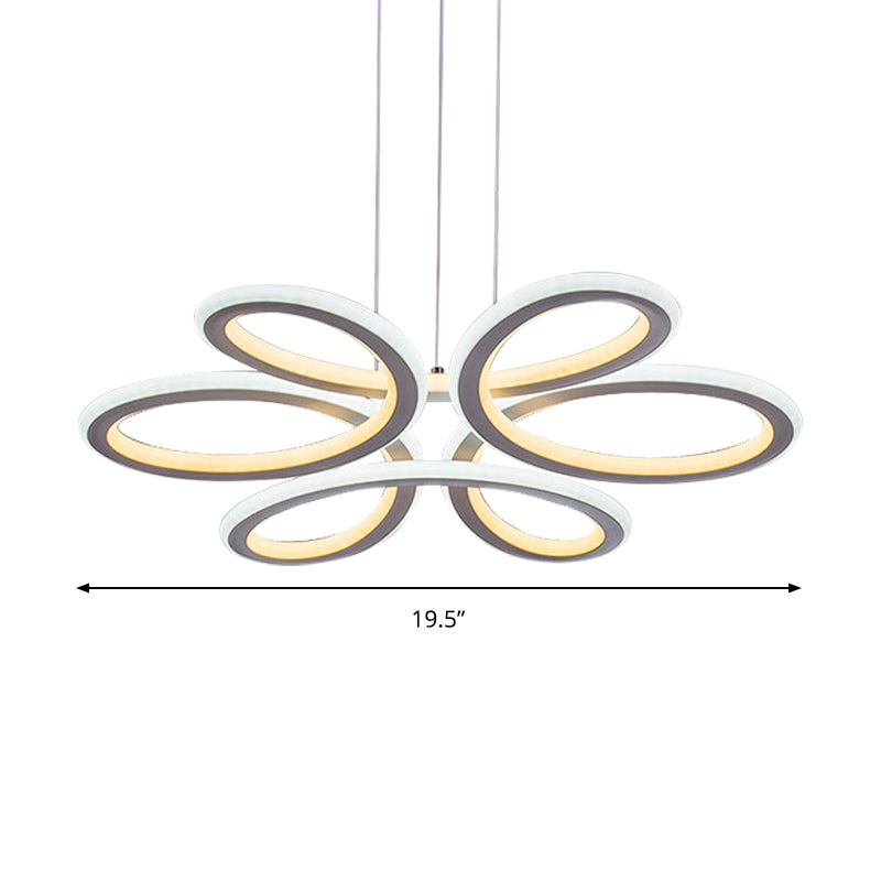 Contemporary Petals Led Chandelier Pendant For Dining Room - Warm/White Light