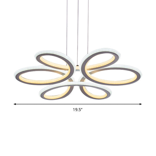 Contemporary Petals Led Chandelier Pendant For Dining Room - Warm/White Light