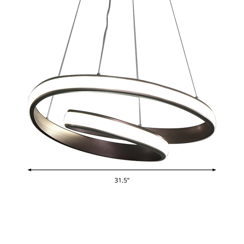 23/31.5 Wide Loop Ceiling Light Fixture - Modern Acrylic Led Chandelier In Brown With Warm/White