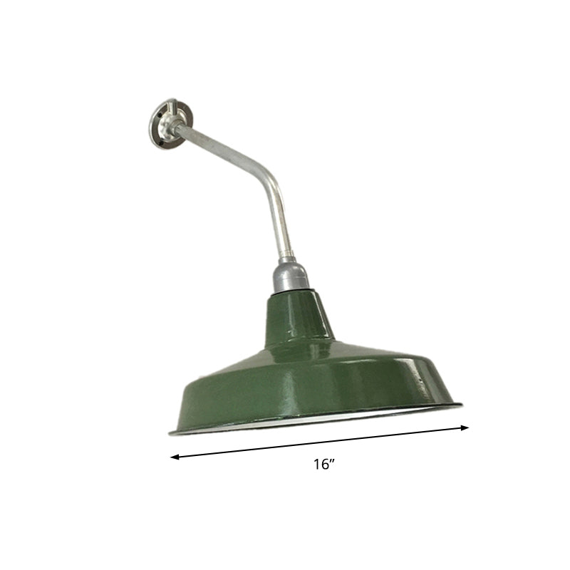 Stylish Vintage Green Metallic Wall Sconce With 1 Bulb - Barn Shade Living Room Lighting 14/16