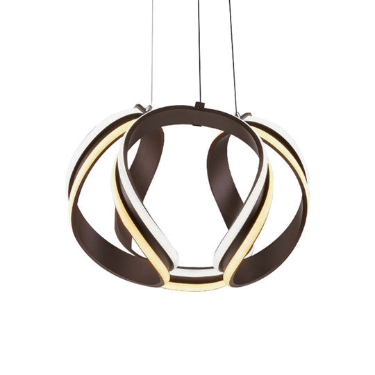 Twisted Ceiling Lamp: White/Brown Simplicity Single Light Acrylic Chandelier In Warm/White/Natural