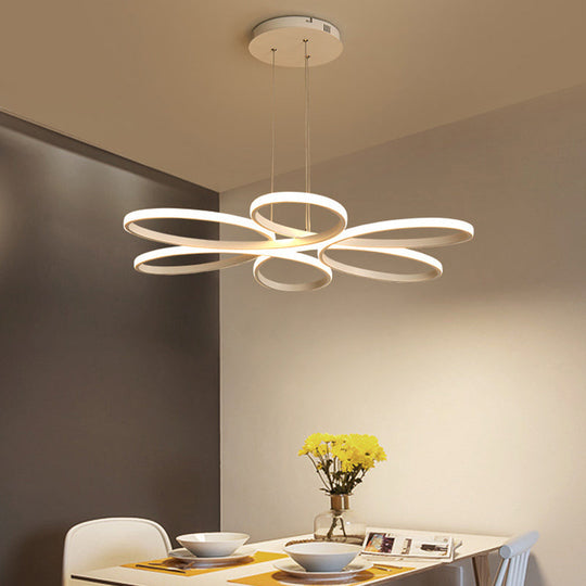 Contemporary Led Acrylic Flower Chandelier - 23/29/35.5 Wide Ceiling Pendant Light In Warm/White