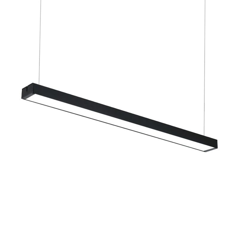 Modern Metal Led Rectangular Hanging Lamp Wide Black/Silver Ceiling Pendant Light Fixture For