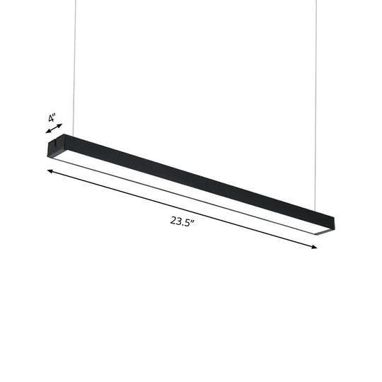 Modern Metal Led Rectangular Hanging Lamp Wide Black/Silver Ceiling Pendant Light Fixture For