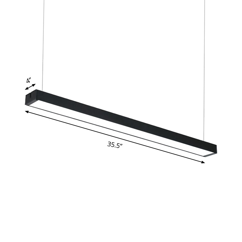 Modern Metal Led Rectangular Hanging Lamp Wide Black/Silver Ceiling Pendant Light Fixture For