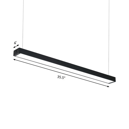 Modern Metal Led Rectangular Hanging Lamp Wide Black/Silver Ceiling Pendant Light Fixture For