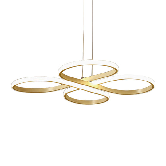 Modern Led Acrylic Chandelier Pendant - White/Gold Floral Ceiling Light Fixture Warm/White 19/23/29