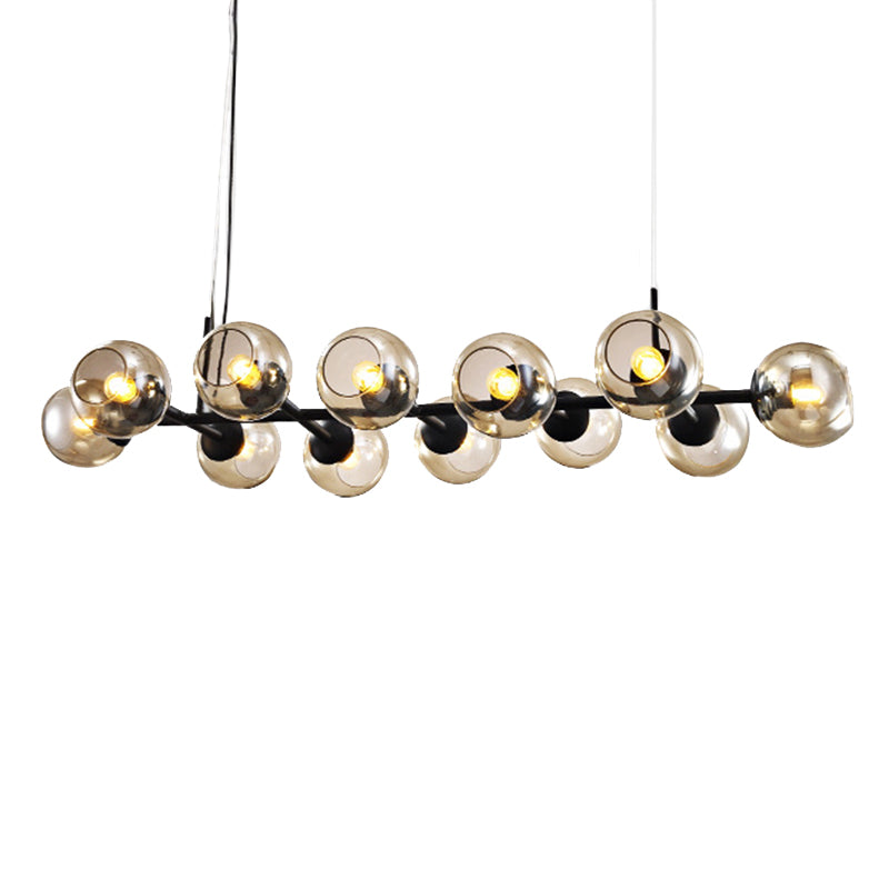 Radial Glass Chandelier - Modern Black/Gold Suspension Lamp (8/12 Lights)