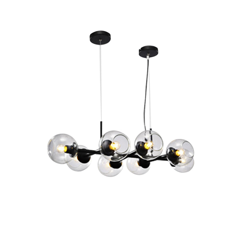 Radial Glass Chandelier - Modern Black/Gold Suspension Lamp (8/12 Lights)